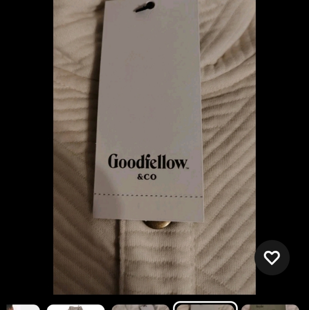 Goodfellow & Co Men's Pullover Sweatshirts Diamond Quilted Pattern Snap Ivory L - Picture 5 of 6
